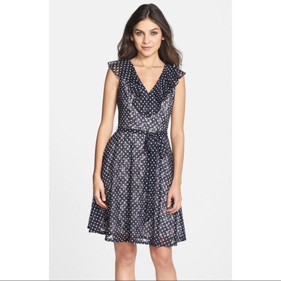 Adrianna Papell Dresses & Skirts - Adrianna Papell black white dot lace dress 4